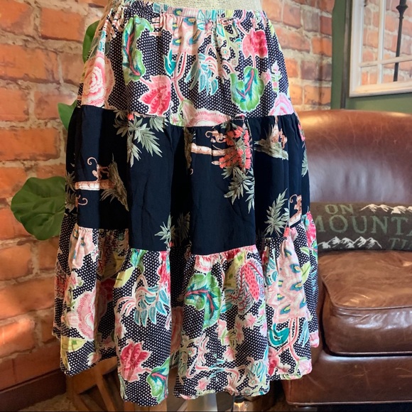 Joan & Lucy Ruffle Skirt Floral Monkey Exotic Flowers Dots S Small Tiered - Picture 5 of 16